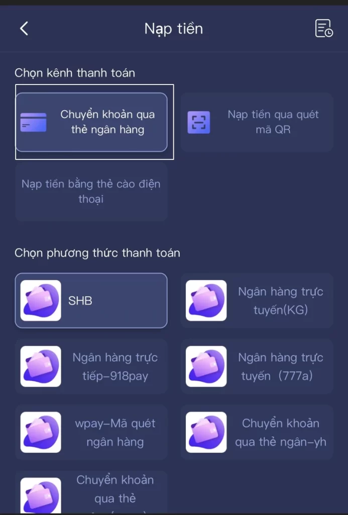 chuyển khoản qua thẻ ngân hàng 