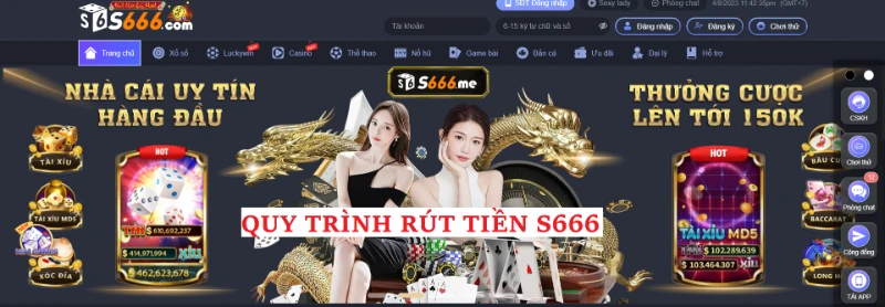 quy trình rút tiền S666